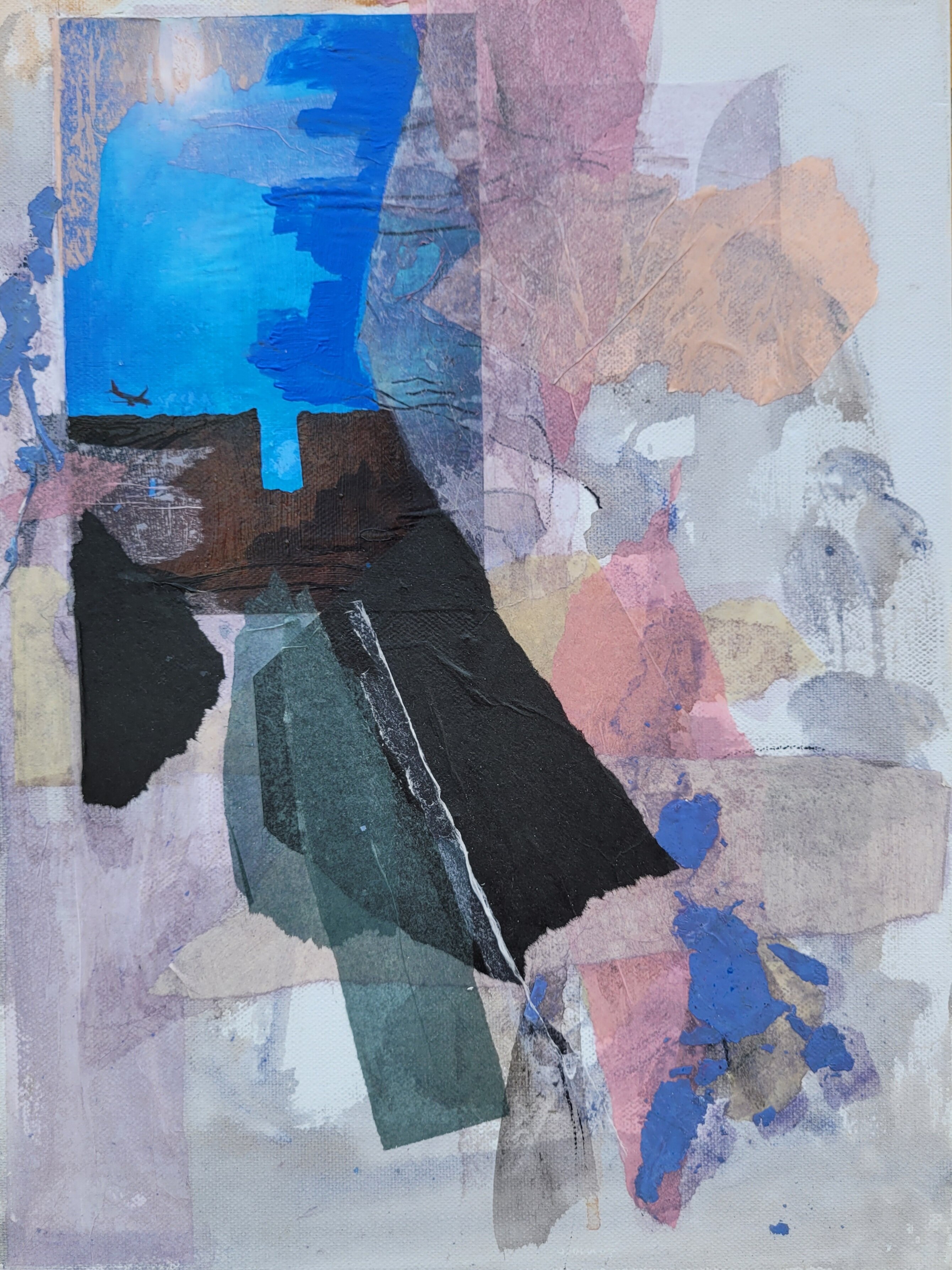 The jet. Collage on canvas 40x30 cm.