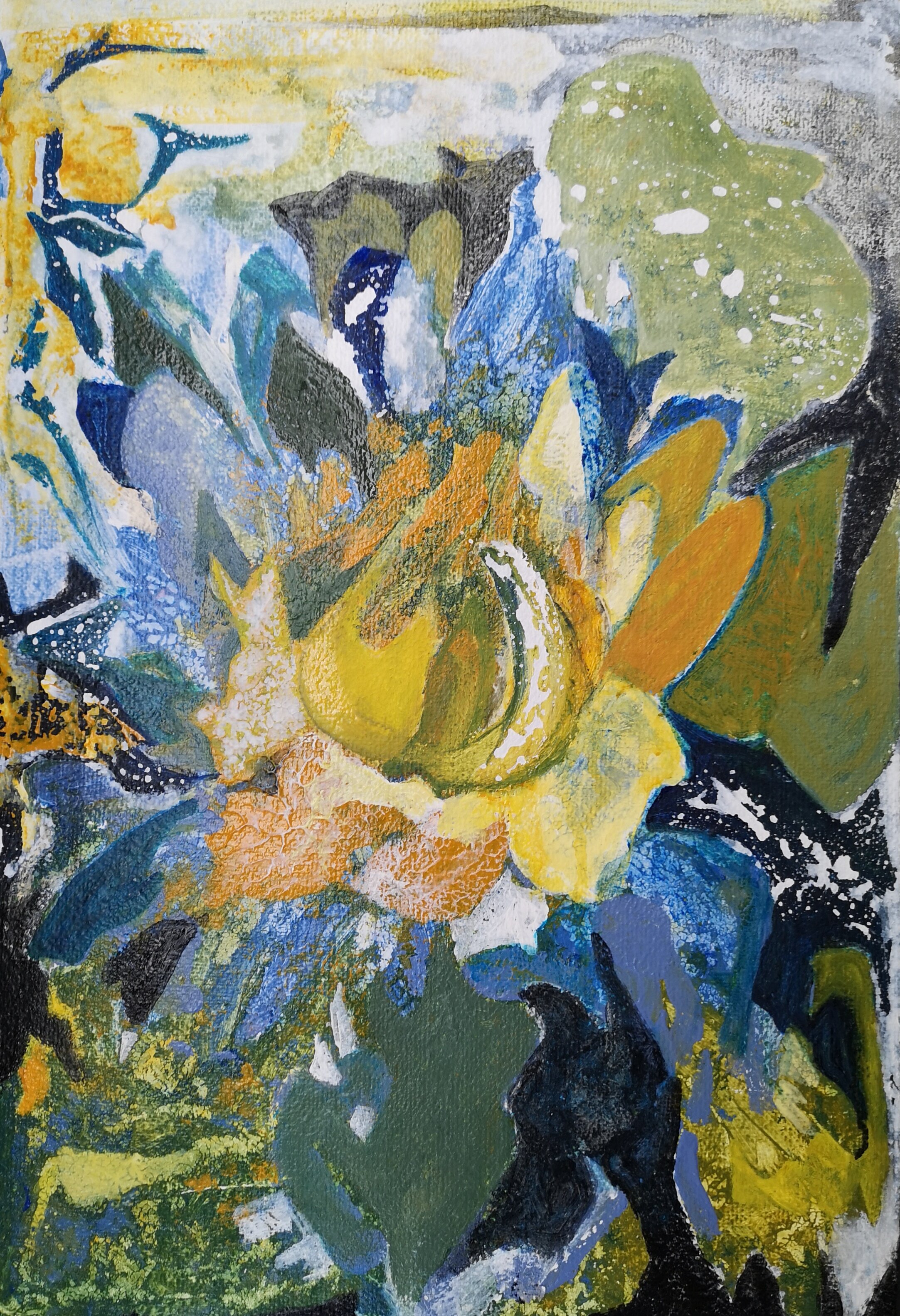 Water lilies. Acryl on cardboard. 60x40 cm.
