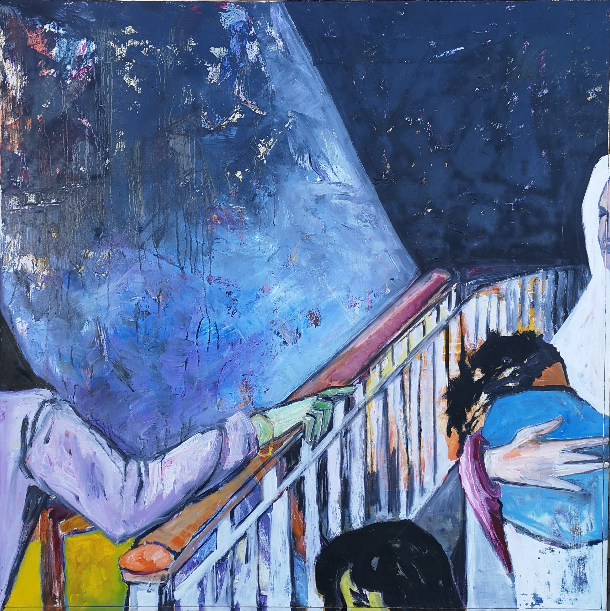 Escape. Oil on canvas 93x93 cm.