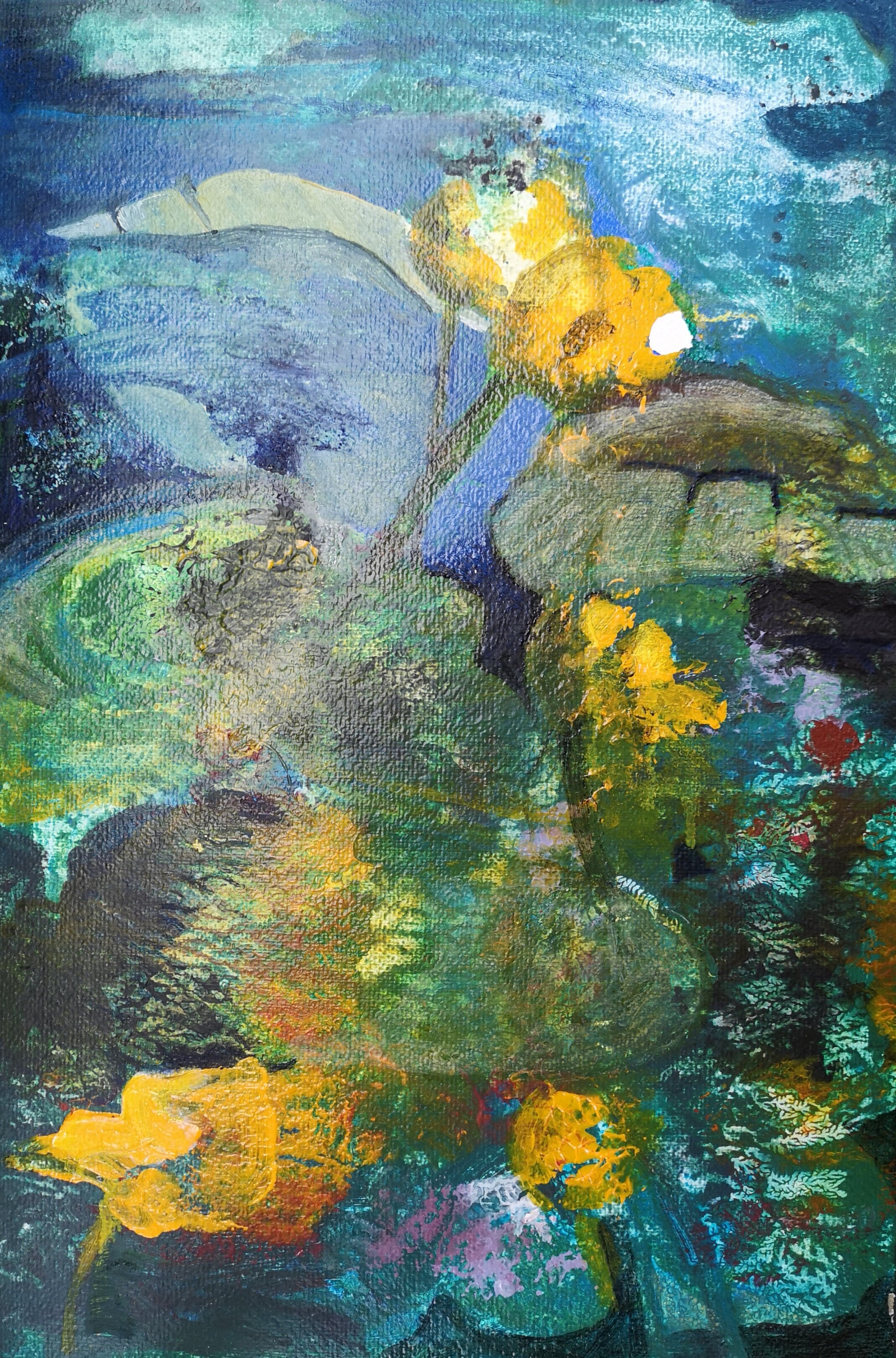 Water lilies. Acryl on cardboard. 60x40 cm.