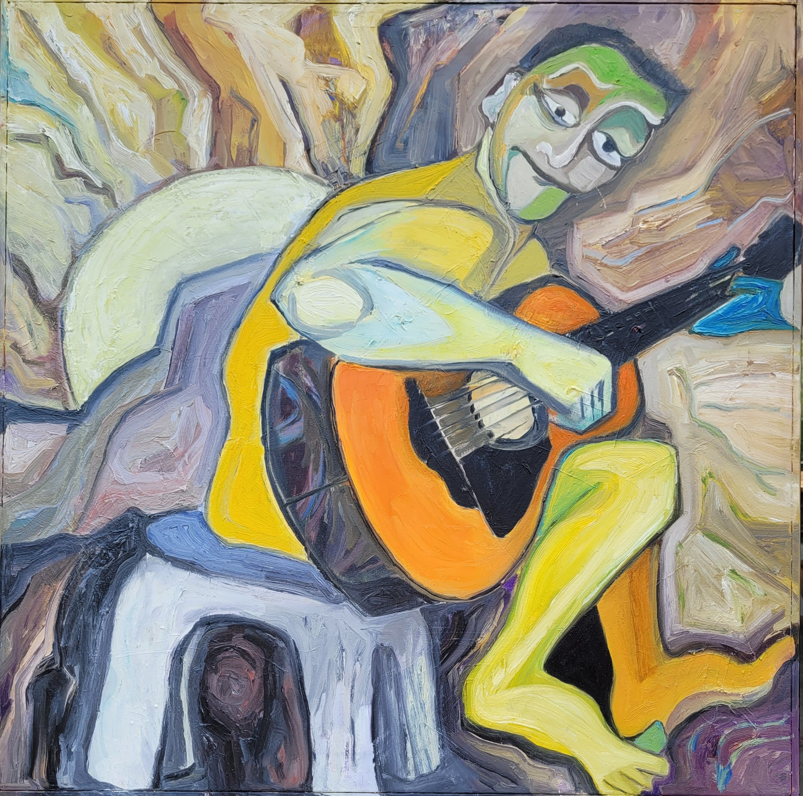 Making sunrise. Oil on canvas 80x80 cm.