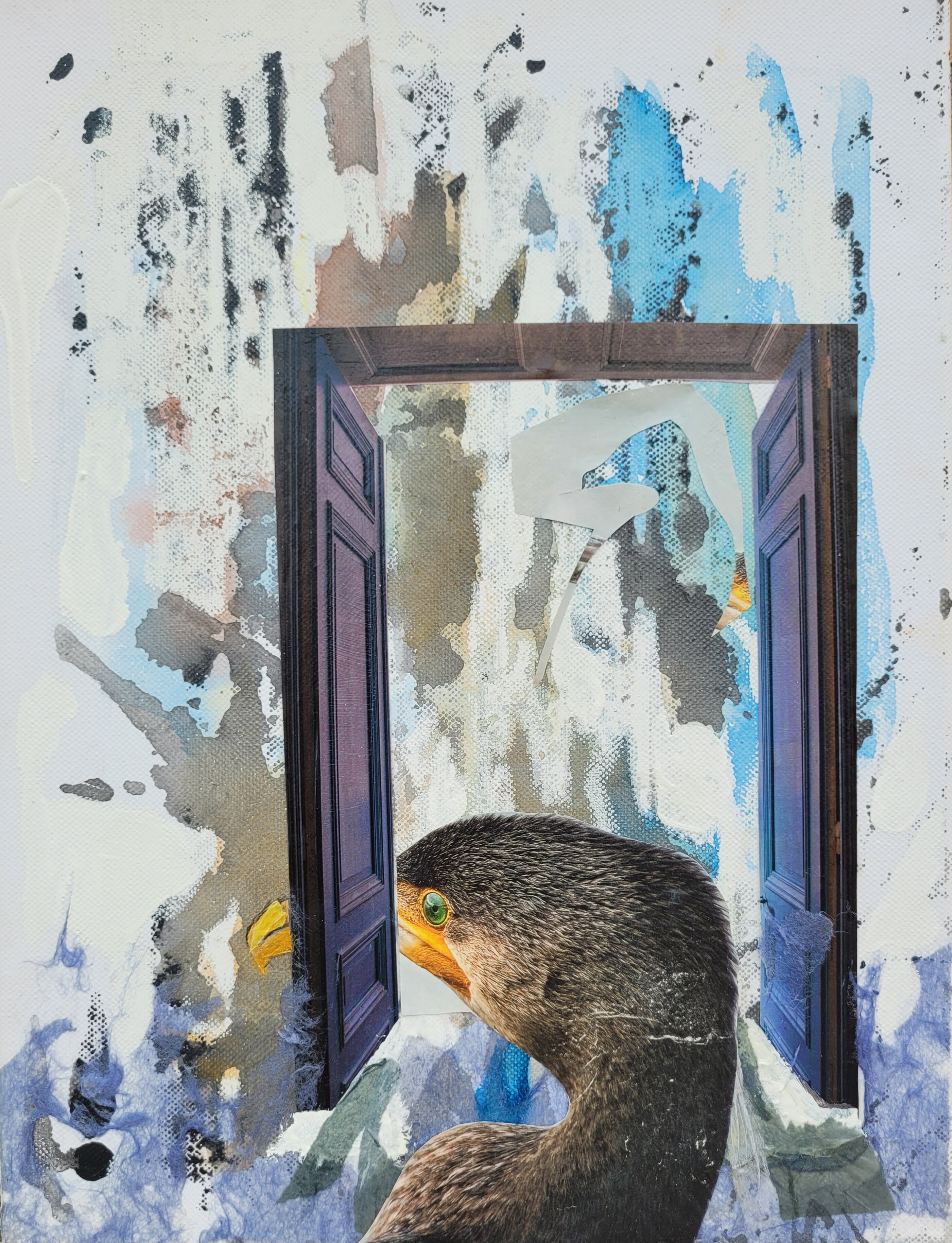 Curiosity. Collage on canvas 40x30 cm.