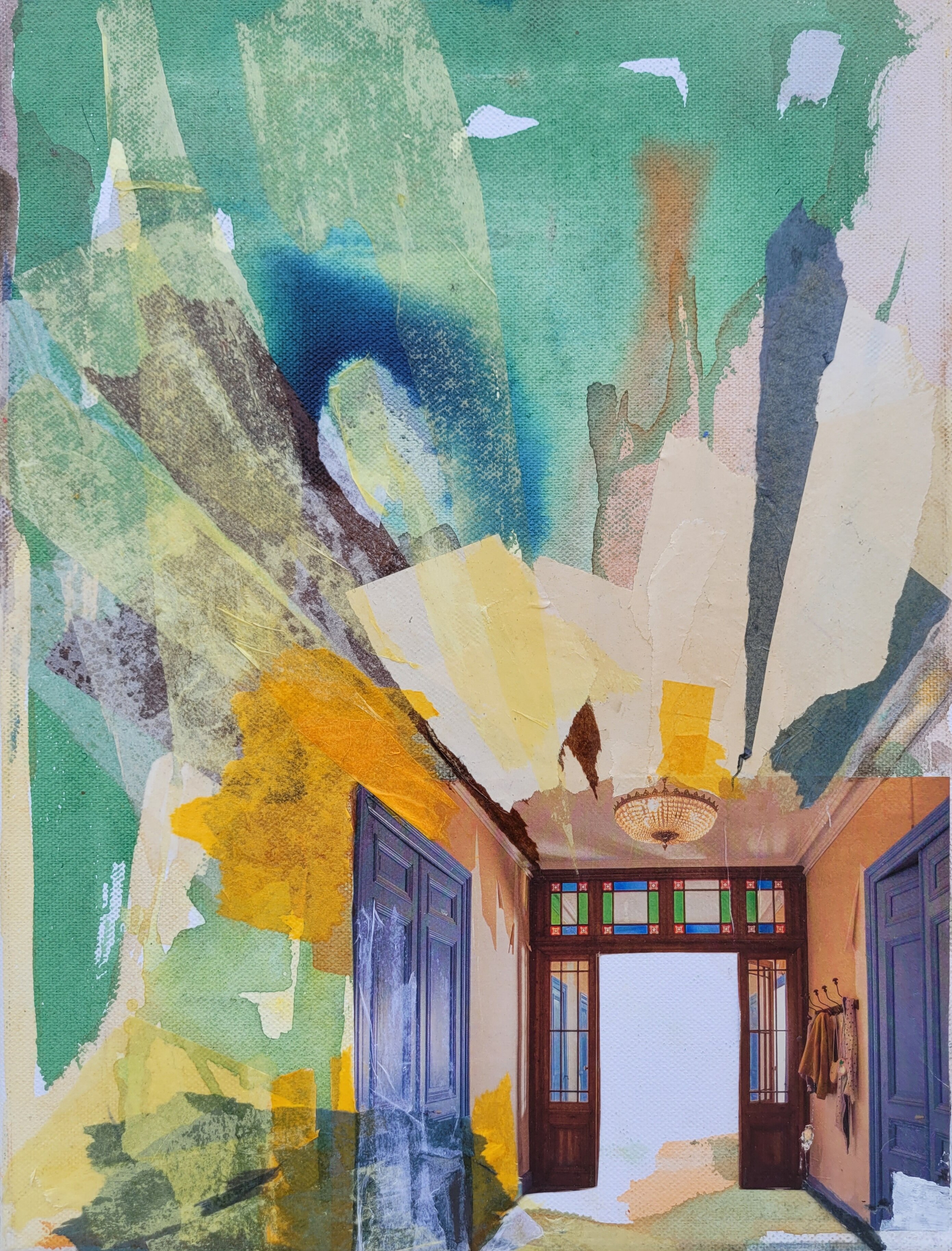 Letting the light in. Collage on canvas 40x30 cm.