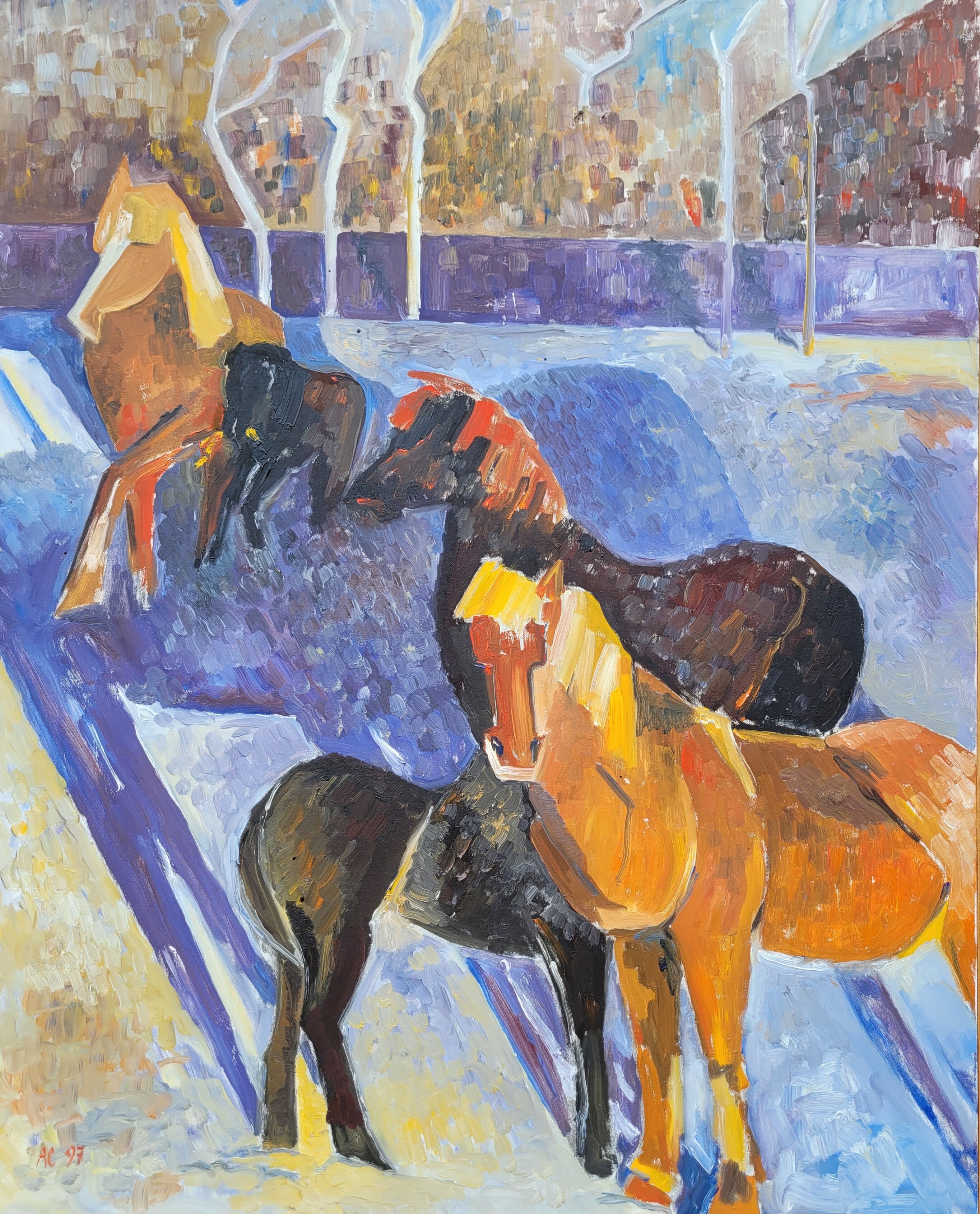 Shadow horses. Oil on canvas 100x80 cm.