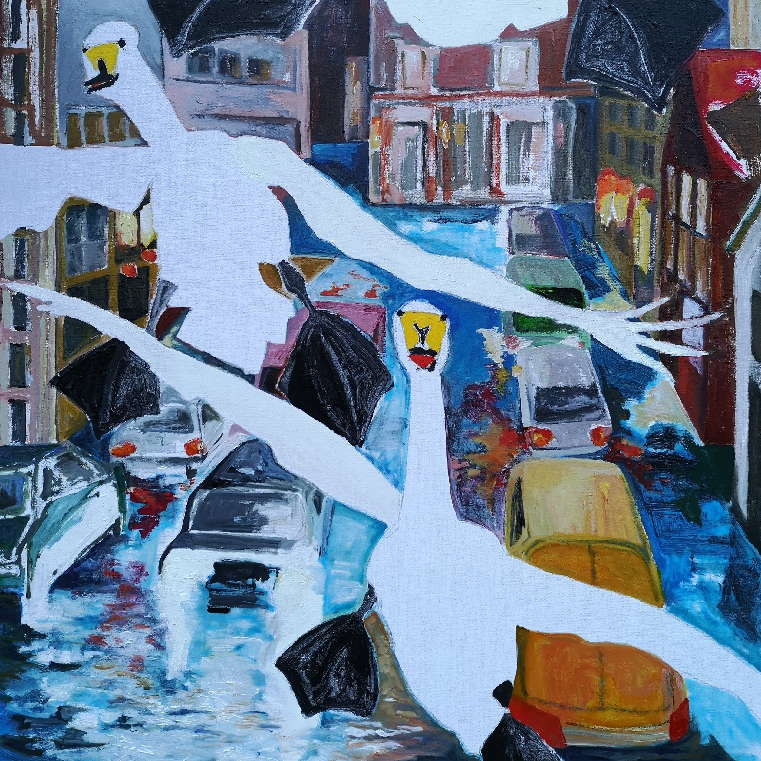 Cityscape. Acryl and oil on canvas. 100x100 cm.