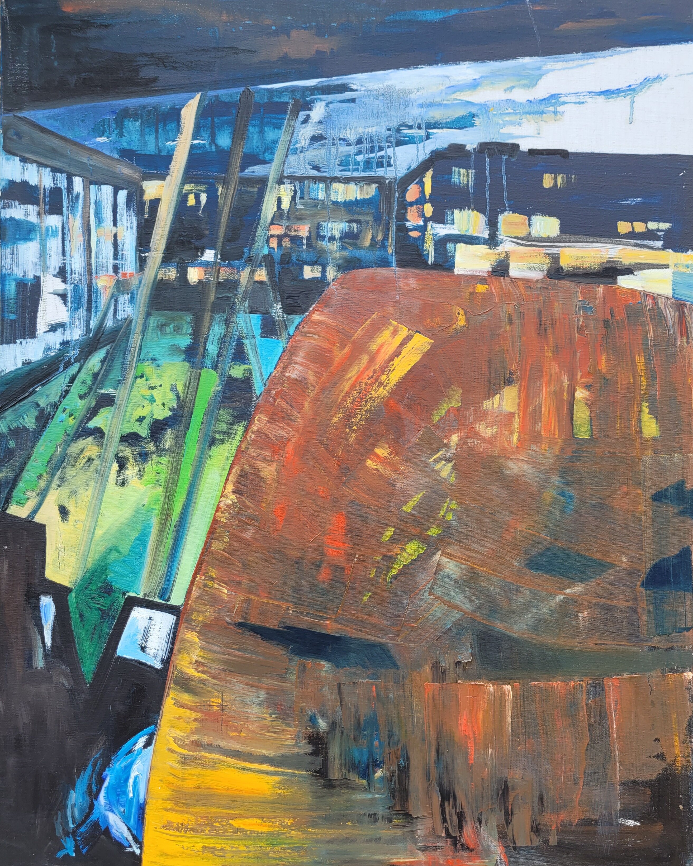 Busride. Acryl and oil on canvas 100x80 cm.