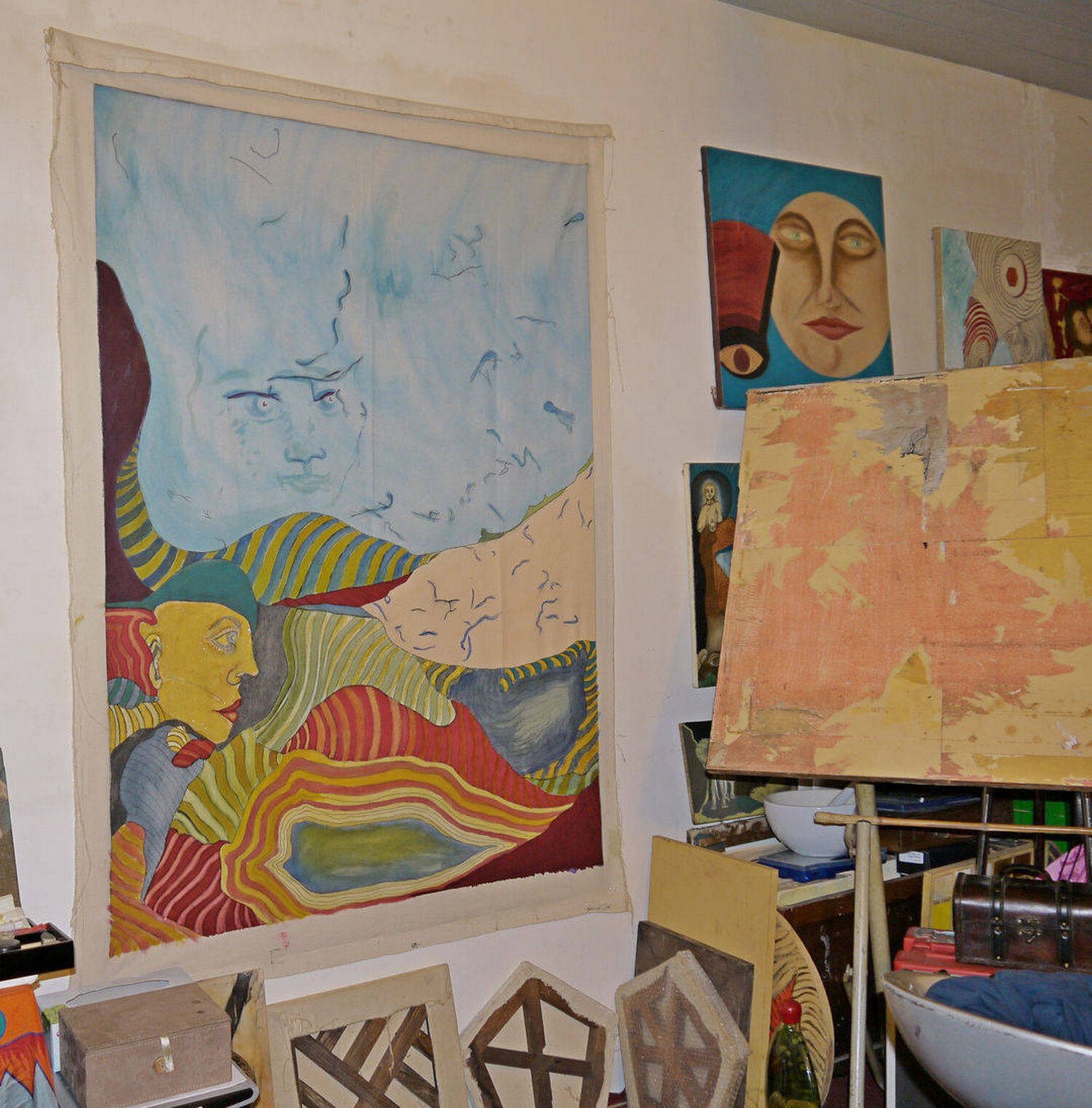 Grande peinture en cours à l'atelier en 2008
